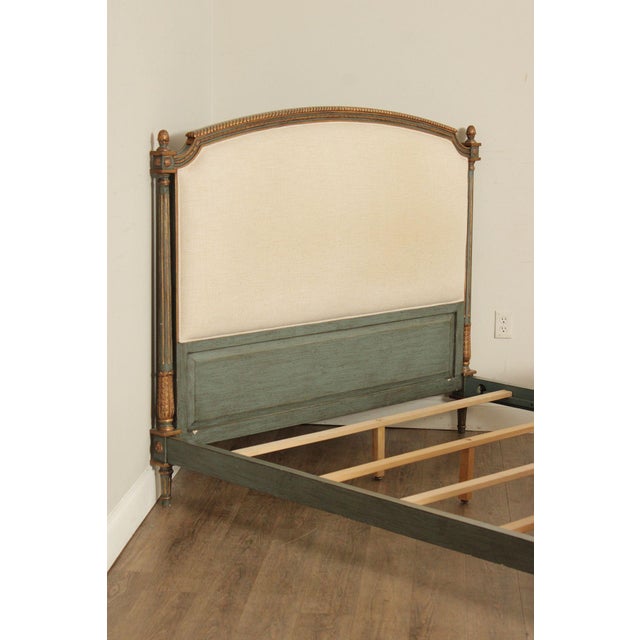 French Market Collection Louis XVI Style Upholstered Queen Bed Frame with Painted Finish For Sale - Image 4 of 18