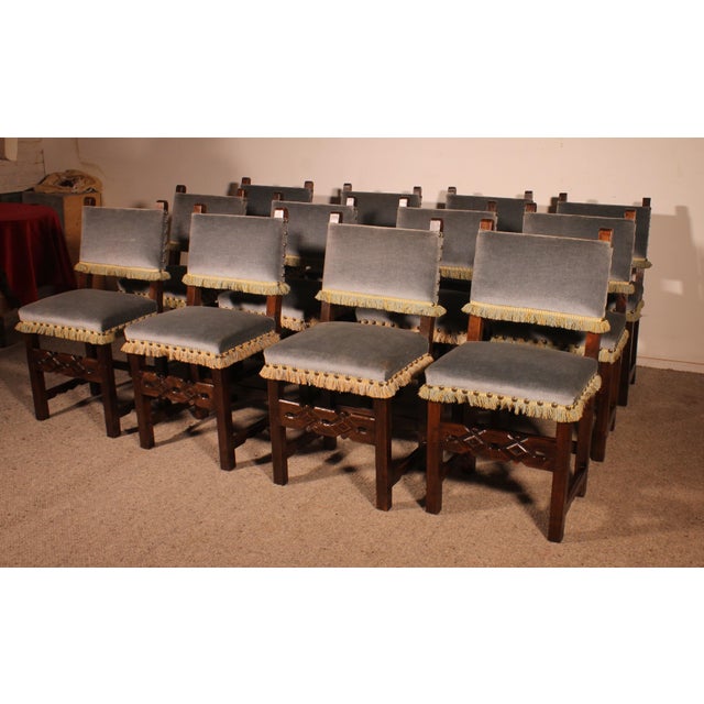Superb large set of 12 high-period Spanish chairs from the early 20th century. A very beautiful and uncommon set...