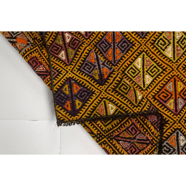 Handwoven Apricot Colour Vintage Kilim Runner For Sale - Image 4 of 10