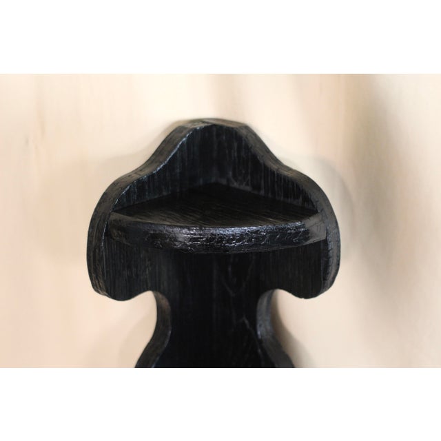 1970s 1970s Tall Folk Art Black Scroll Corner Shelf For Sale - Image 5 of 14