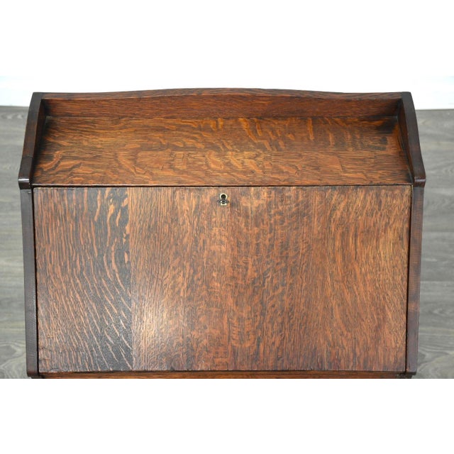 Arts and Crafts Petite Oak Secretary Desk For Sale In Boston - Image 6 of 7