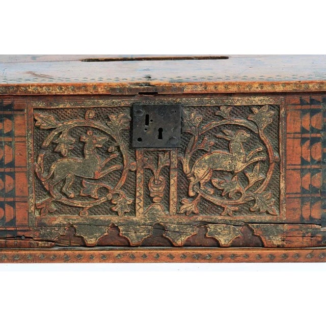 Brown Wooden Minnekästchen Box, 15th Century For Sale - Image 8 of 11