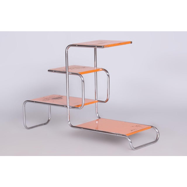 1930s Bauhaus Chrome-Plated Steel and Lacquered Wood Shelf, 1930s For Sale - Image 5 of 10