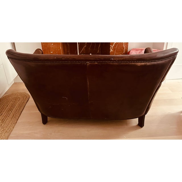 Restoration Hardware Restoration Hardware Small Leather Settte For Sale - Image 4 of 6