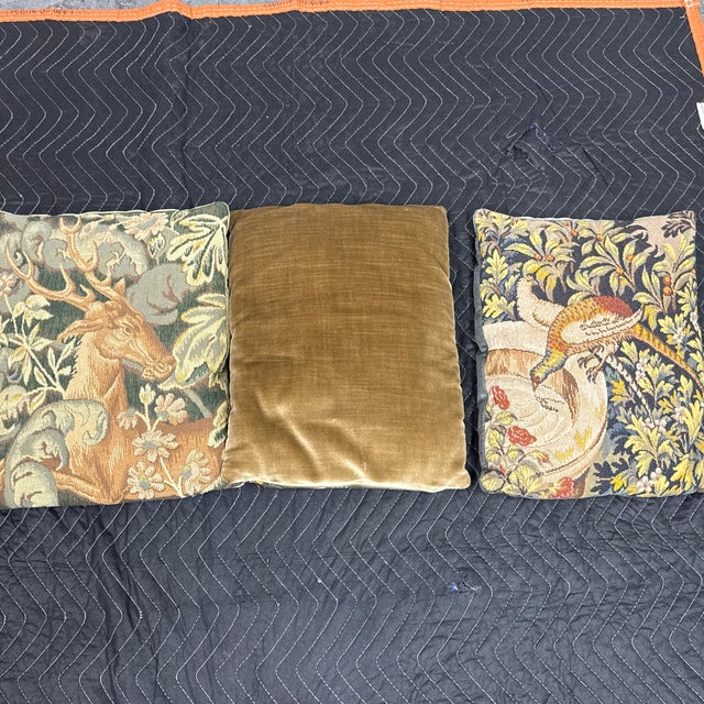 Mid 20th Century French “Verdure” Needlepoint-Style Tapestry-Woven Pillows, Set of Five For Sale - Image 5 of 12