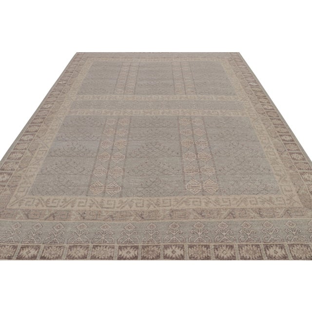 Tribal Rug & Kilim’s Tribal Style Rug With Mauve and Pastel Blue Geometric Patterns For Sale - Image 3 of 7