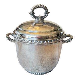 Mid 20th Century Wallace Ornate Silver Plate Ice Bucket With Glass Insulated Liner For Sale