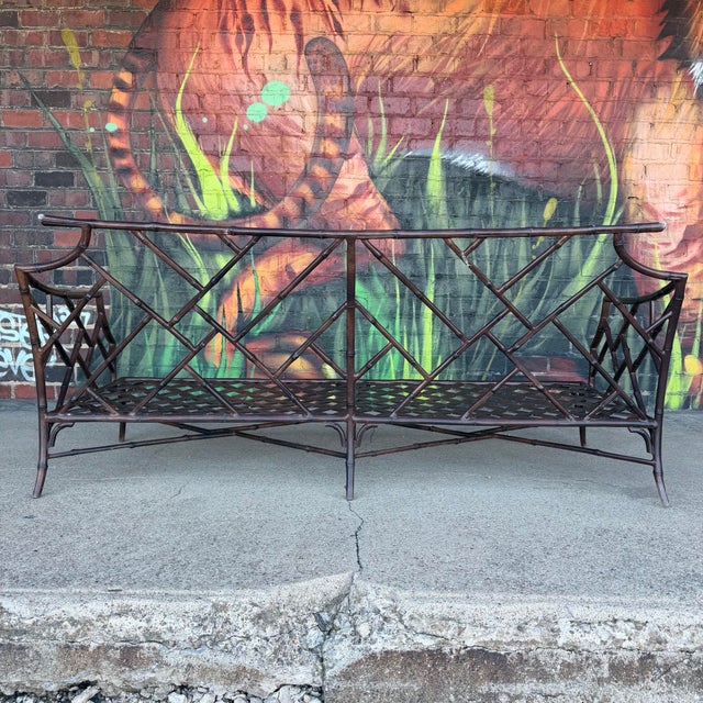 Late 20th Century Faux Bamboo Sofa in the Style of Brown Jordan Calcutta For Sale - Image 5 of 12