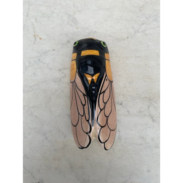 French Majolica cicada wall pocket signed Vallauris from Provence. Height / 5.3 inches.