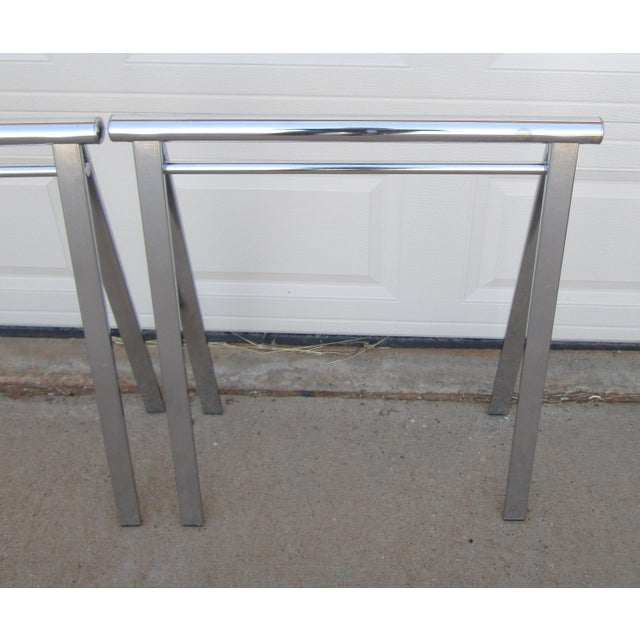 Mid 20th Century Chrome and Glass Sawhorse Desk For Sale - Image 12 of 18