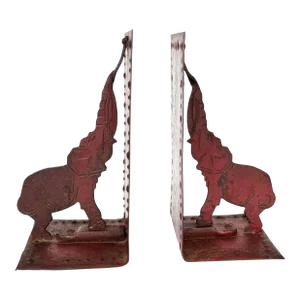 Wrought Iron Elephant Bookends by Hugo Berger for Goberg, Germany, 1910s, Set of 2