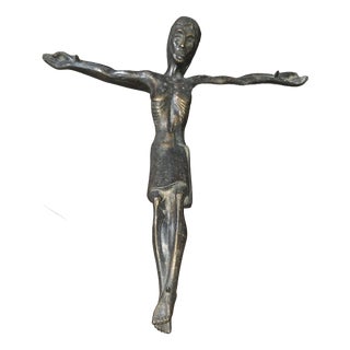 20th Century Modernist Bronze Crucifix from P. Dudeffant For Sale