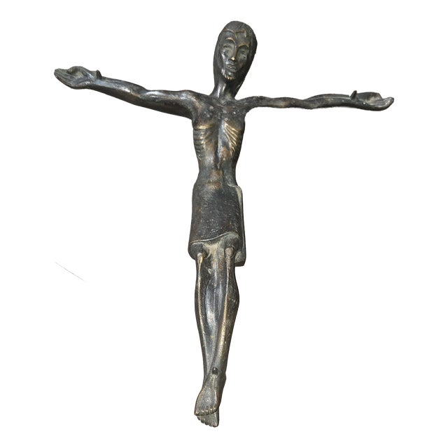 20th Century Modernist Bronze Crucifix from P. Dudeffant For Sale