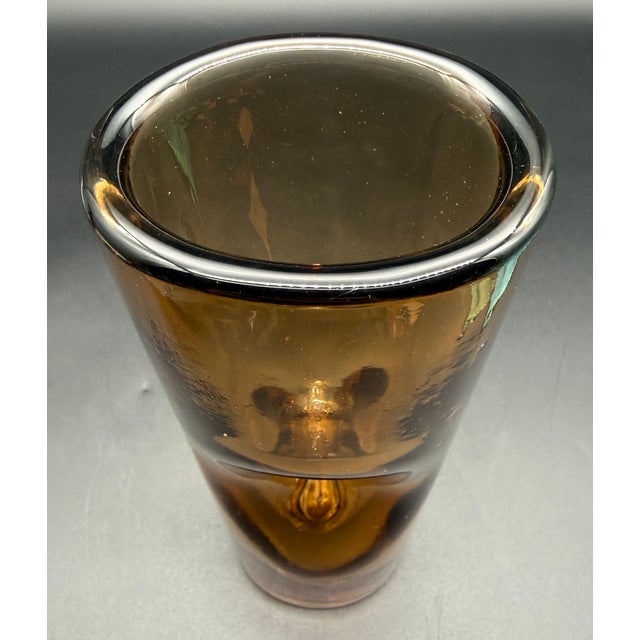 Vintage Venini Forati Vase by Fulvio Bianconi, Amber Murano Glass, Italian Mid Century Modern Art Glass, Circa 1951 For Sale - Image 9 of 18