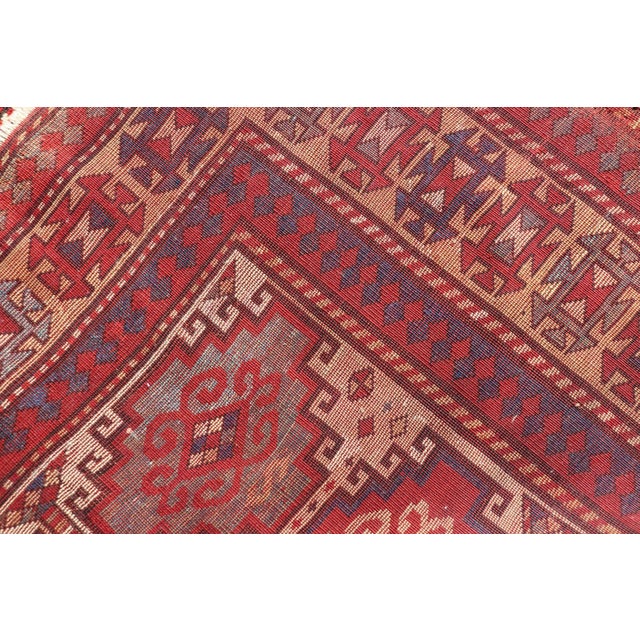 Antique Moghan Kazak Rug Showcasing Bold Geometric Medallions 4'6 X 6' For Sale - Image 11 of 11
