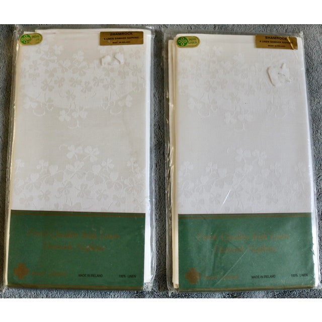 Ewart Liddell Irish Linen Napkins With Shamrock Pattern, Brand New -Set of 8 For Sale - Image 4 of 4