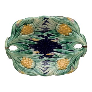 19th Century English Majolica Pineapple Platter For Sale