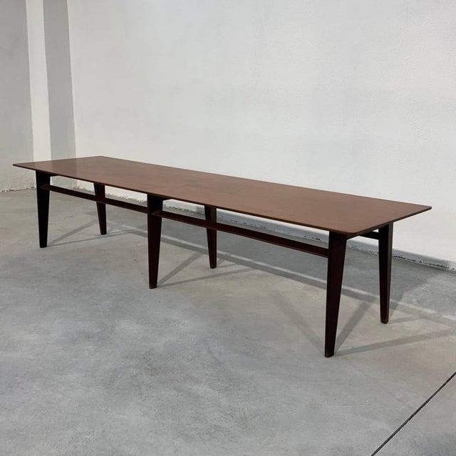 Brown Wooden Bench by Vittorio Dassi, 1950s For Sale - Image 8 of 8