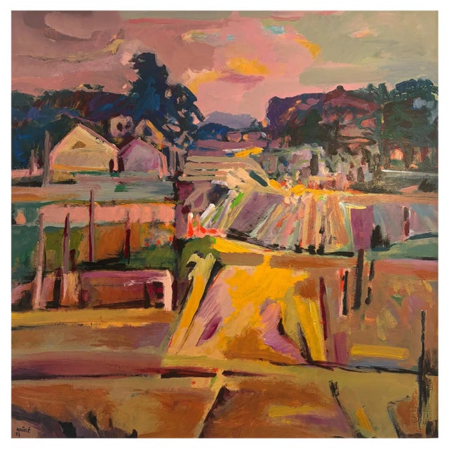Jean Krillé, Landscape No. 95, Oil on Masonite, 1987 For Sale