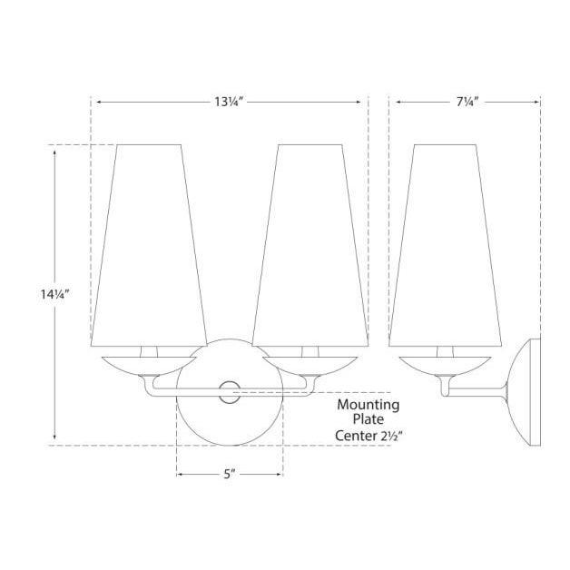 Modern AERIN for Visual Comfort Signature Fontaine Double Sconce in Gilded Plaster with Linen Shades For Sale - Image 3 of 3