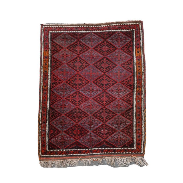 Textile Rug in Red and Gray Tones For Sale - Image 7 of 7