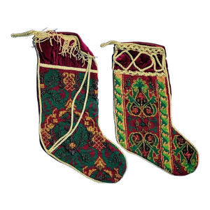 Vintage Christmas Stockings Beaded Velvet