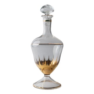 Vintage Murano Glass Carafe with Gilded Details and Stopper, 1960s For Sale