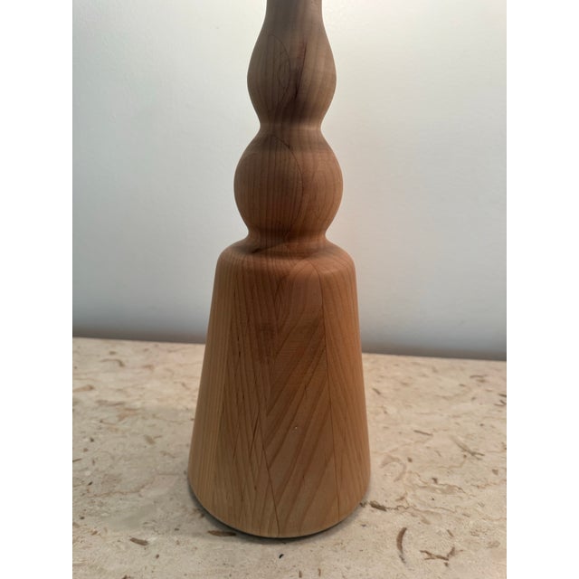 1960s Mid Century Scandinavian Turned Wood Table Lamps - a Pair For Sale In Los Angeles - Image 6 of 11