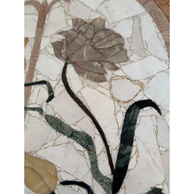 Italian 1970s Italian Marble Floral Mosaic Dining Table For Sale - Image 3 of 11