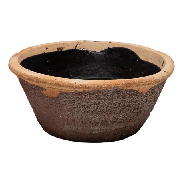 Chinese Brown Glazed Water Basin, C. 1890 For Sale