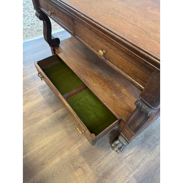 Antique Carved Oak Console Buffet Table. For Sale In Philadelphia - Image 6 of 12