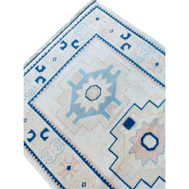 Vintage Turkish Handknotted Blue Wool Rug For Sale - Image 6 of 11
