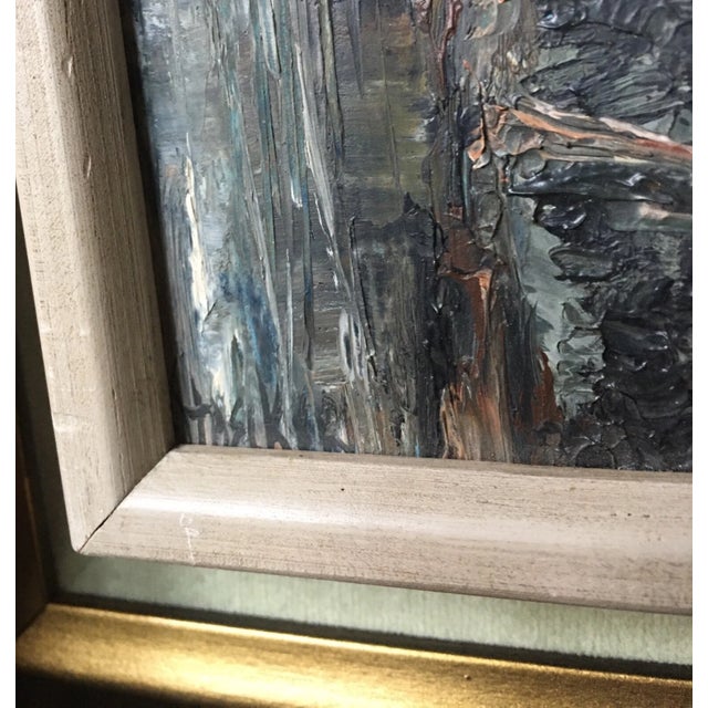 Vintage Heinz Stoecker Storm Landscape Abstract Expressionism Oil Painting Board For Sale - Image 10 of 11