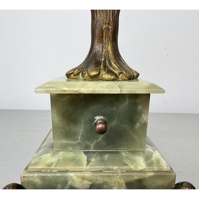 Antique French Brass and Marble 5-Arm Candelabra For Sale - Image 9 of 12