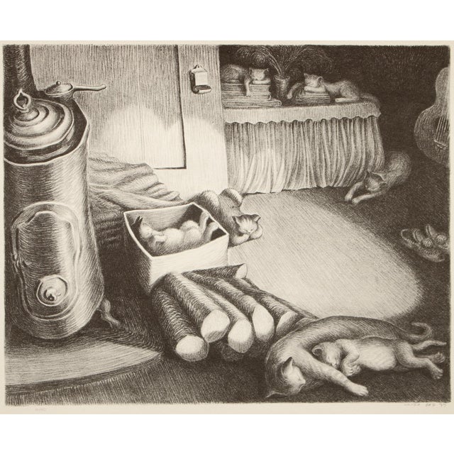 An excellent First Edition period black and white offset lithograph (print) after drawing "Siesta" by American artist...