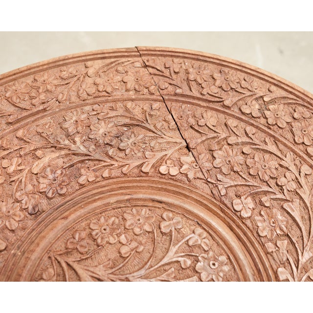 Moorish Style Carved Teak Inlaid Round Tabouret Drink Table For Sale - Image 10 of 15