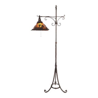 Mid 20th Century Arts & Crafts Iron & Mica Floor Lamp For Sale