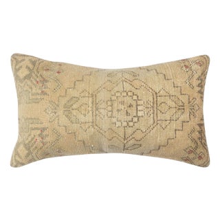 16"x28" Vintage Rug Pillowcase. Handknotted Rug Cushion Cover. Lumbar Pillow For Sale