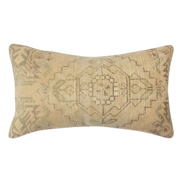 16"x28" Vintage Rug Pillowcase. Handknotted Rug Cushion Cover. Lumbar Pillow For Sale