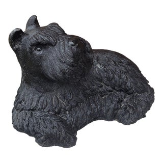 Scottish Terrier Dog Statue Black Cement Sculpture Realistic Scottie Large Vintage For Sale