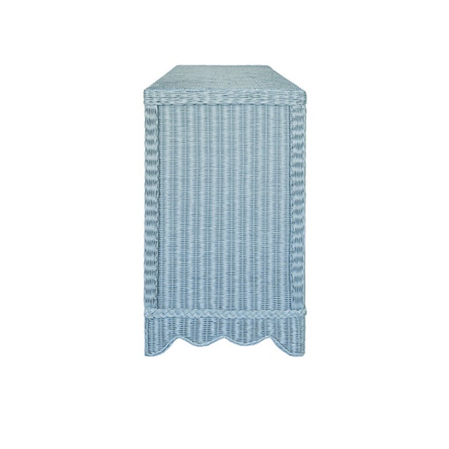 Matthew Izzo Home Beatrice Light Blue Rattan Four Door Cabinet With Brass Hardware For Sale In New York - Image 6 of 9
