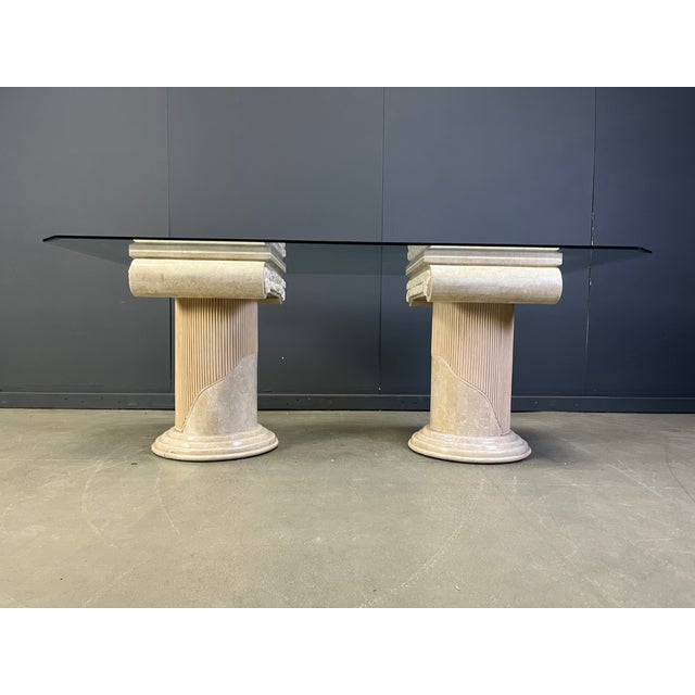 Hollywood Regency Vintage Tesselated Stone Pedestal Dining Table from Maithland Smith, 1970s For Sale - Image 3 of 12