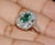 Gia Certified 2.53ct Natural Zambian Emerald & Diamond Halo Milgrain 18k White Gold Ring, Size 5 For Sale - Image 9 of 16
