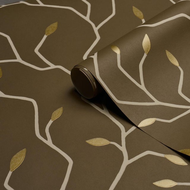 2020s SAMPLE - Schumacher Cymbeline Wallpaper In Chocolate For Sale - Image 5 of 5