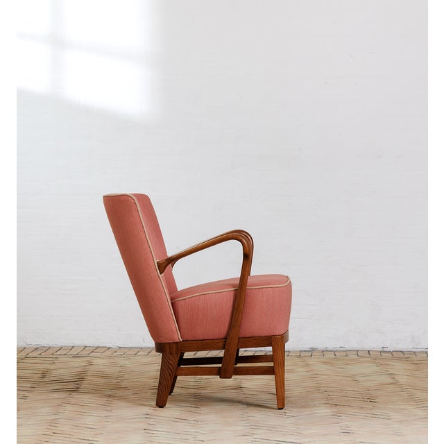 Easy Chair Redressed in Wool from Berghem Väveri, 1940s, in Restored conditions. Designed 1920 to 1949