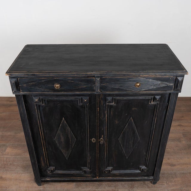 Late 19th Century Swedish Black Painted Sideboard With Fluted Diamond Carving For Sale - Image 4 of 13