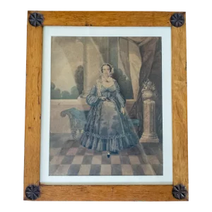 19th Century English Watercolor Portrait Painting of a Lady, Signed H Gilbert