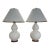Lauren Ralph Lauren Creamy Off White Crackle Glaze Double Gourd Lamps With Shades, a Pair For Sale