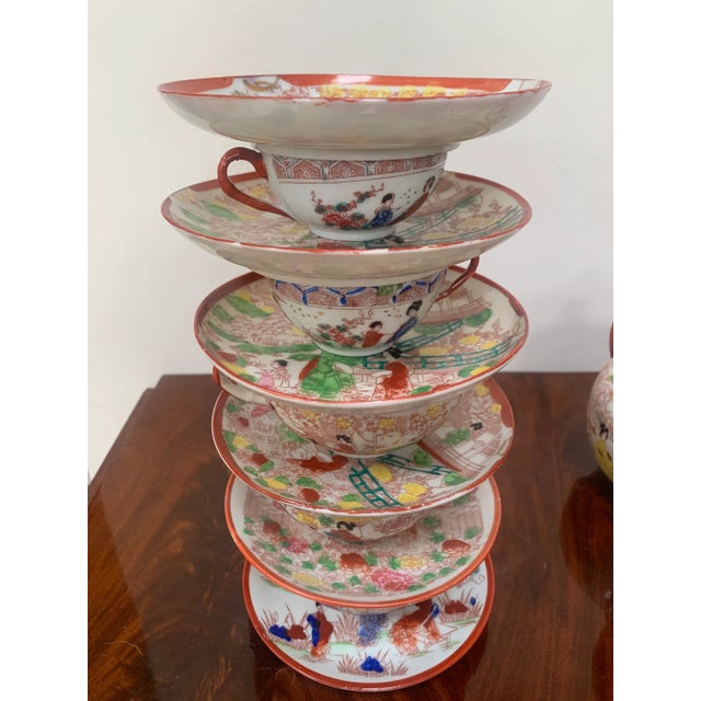 Early 20th Century Vintage Kutani Geisha Ware Tea Set - Set of 16 For Sale - Image 5 of 7