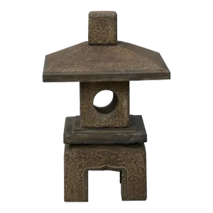 15.5" Chinese Gray Brown Square Top Pagoda Shape Garden Stone Lantern